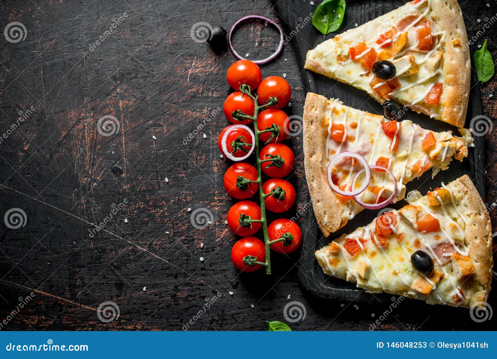 Fragrant Slices of Pizza on a Cutting Board Stock Image - Image of ...