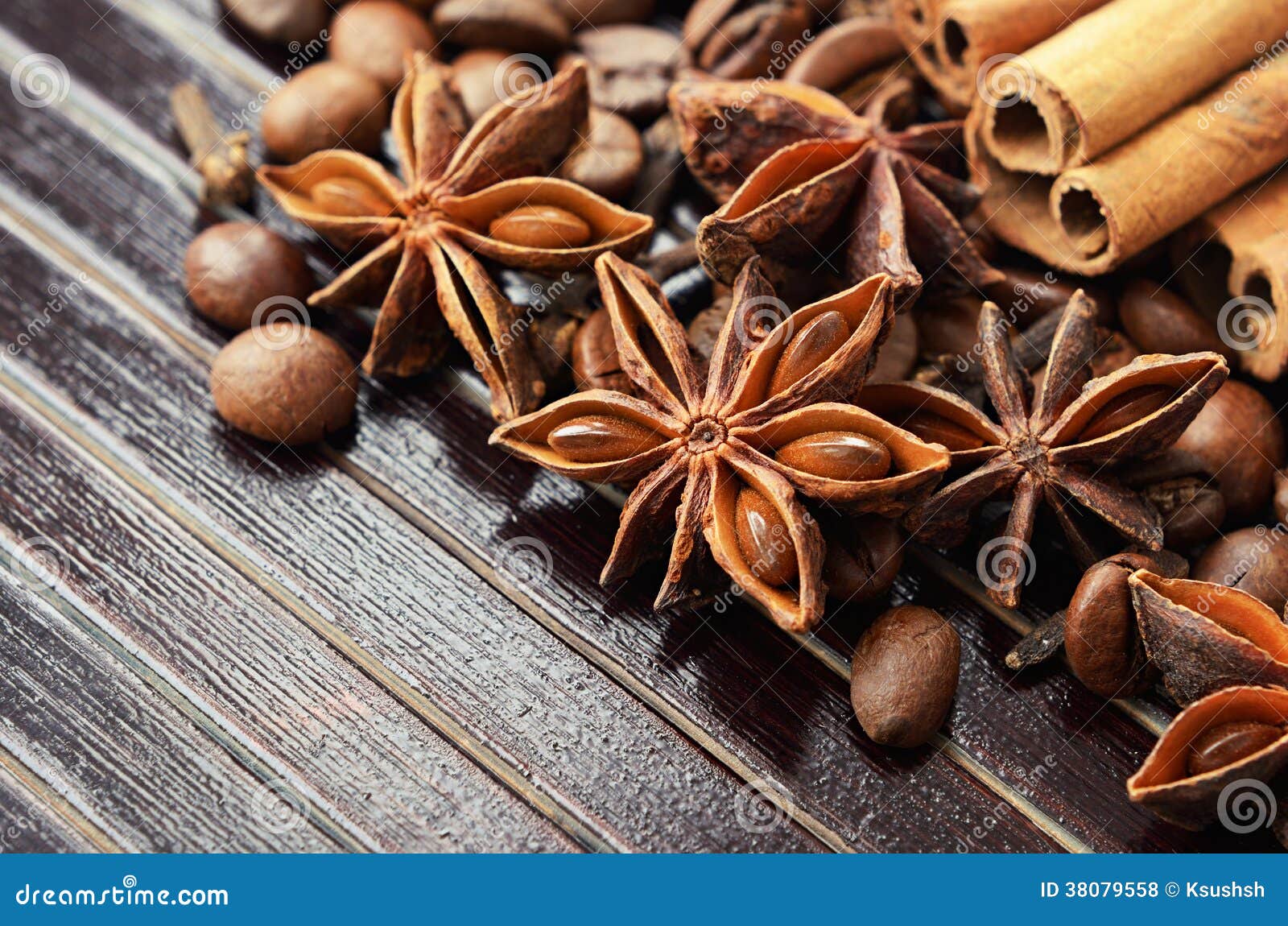 Fragrant spices and coffee stock photo. Image of gourmet 38079558
