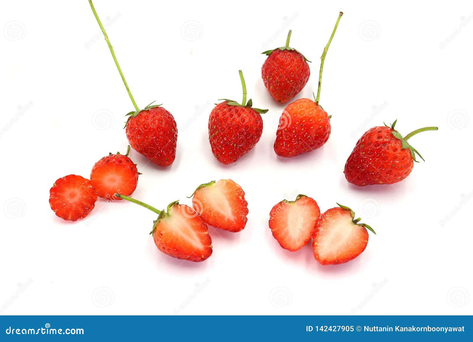 Fraises, Petite Fraise Avec La Feuille De Fraise Sur Le Fond Blanc