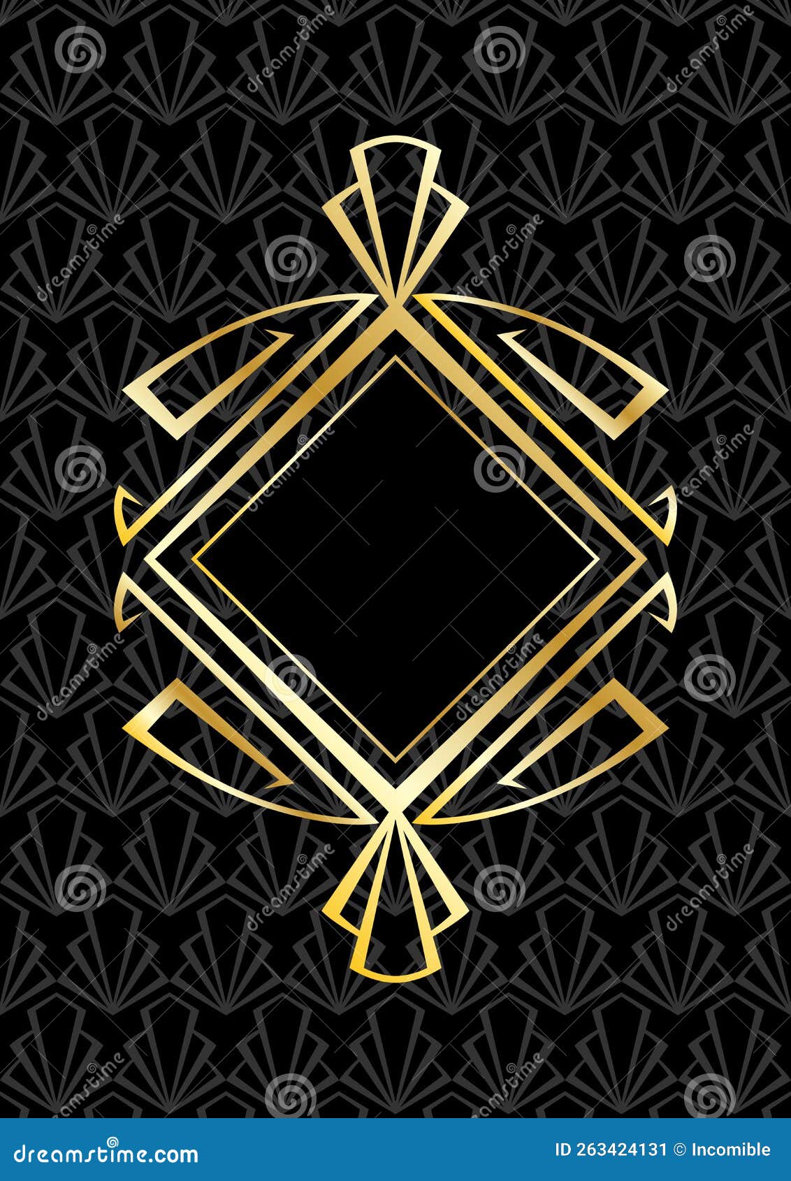 Frame with Art Deco Ornament. Abstract Element in Vintage Retro Style