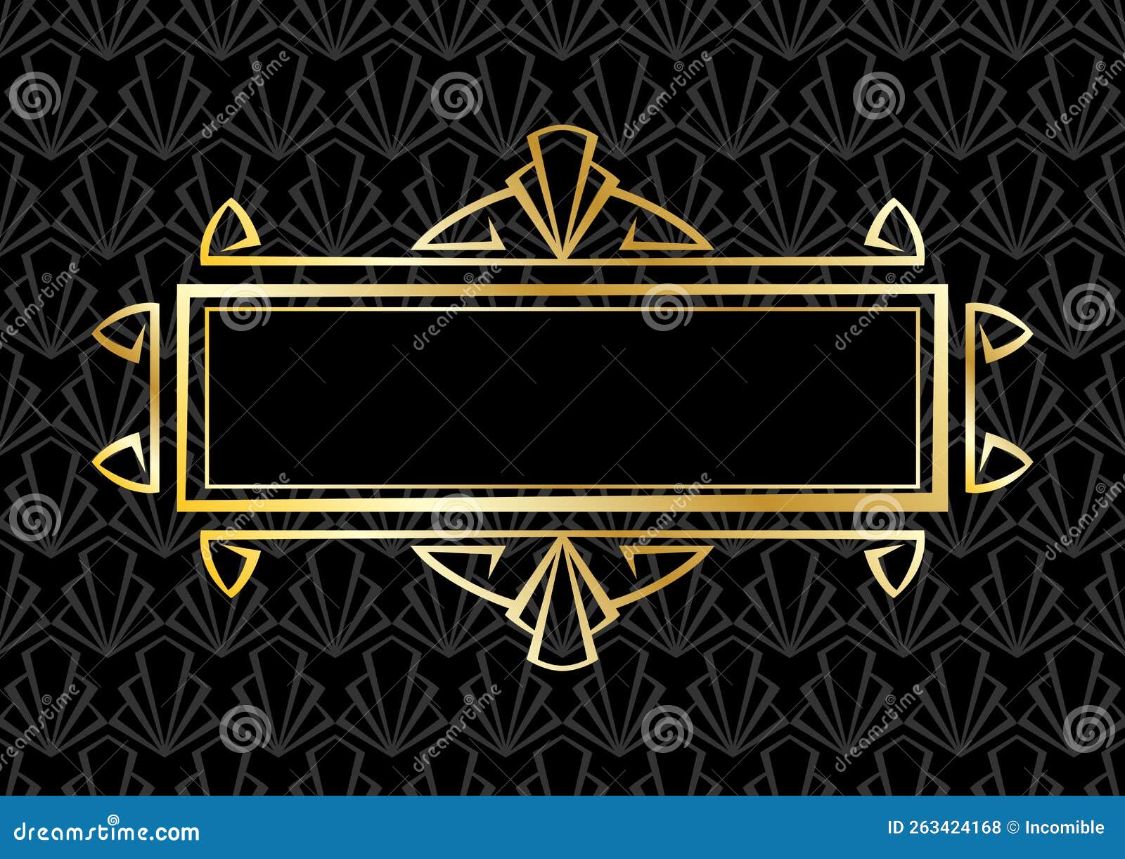 Frame with Art Deco Ornament. Abstract Element in Vintage Retro Style