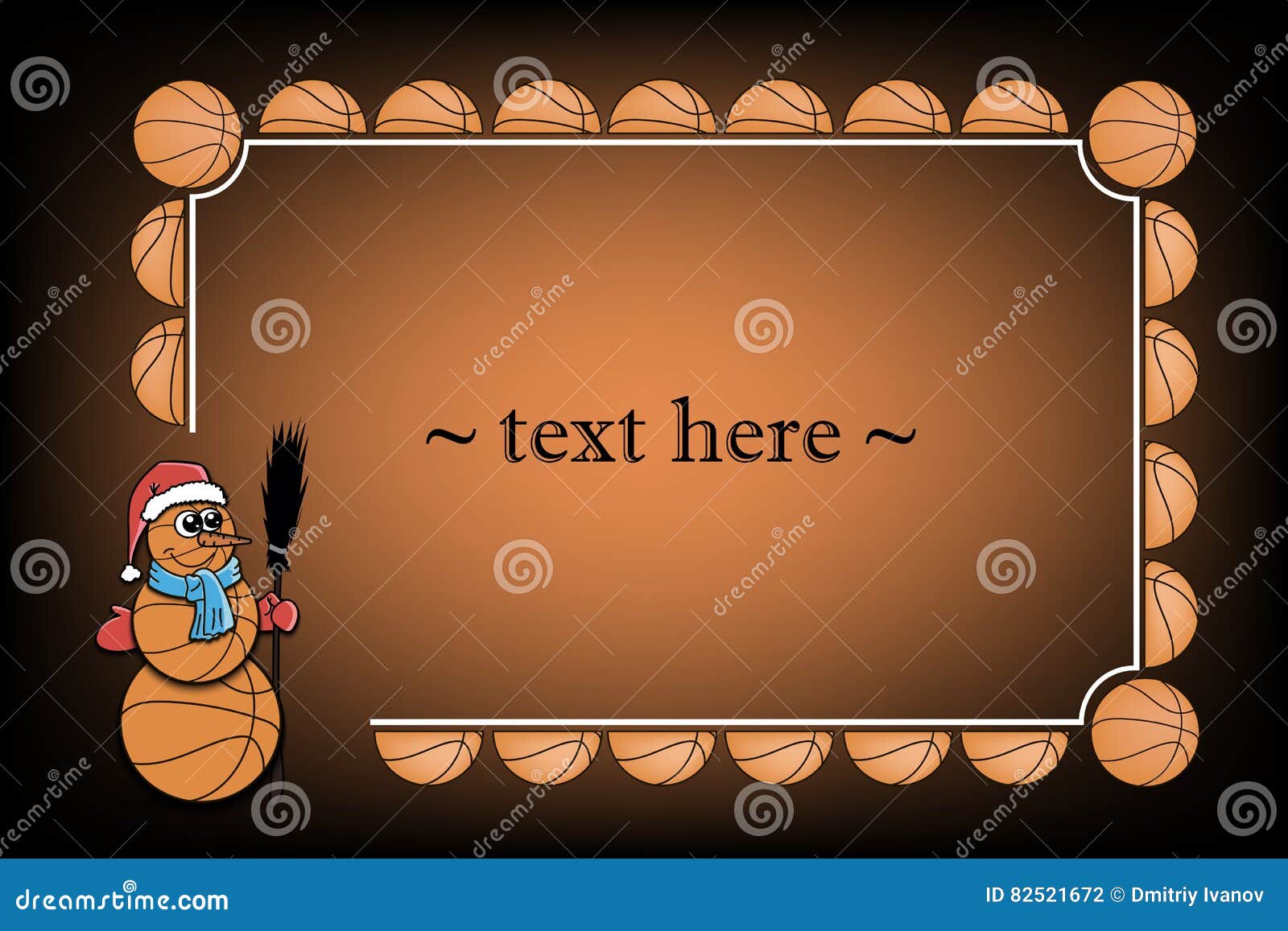 Frame with Basketball and Snowman Stock Vector - Illustration of grass