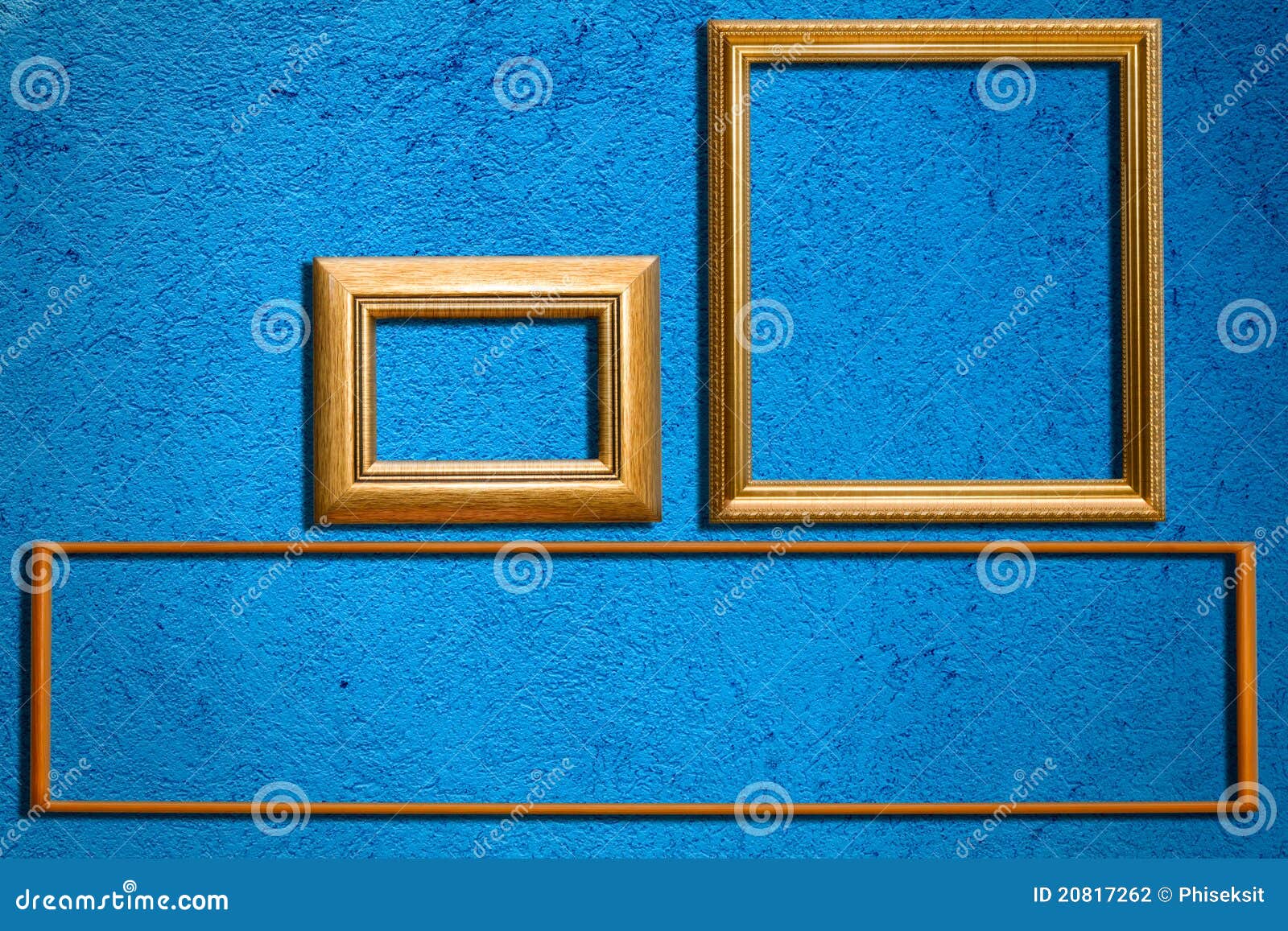 The Frame on the Blue Wall. Stock Photo Image of decoration, design