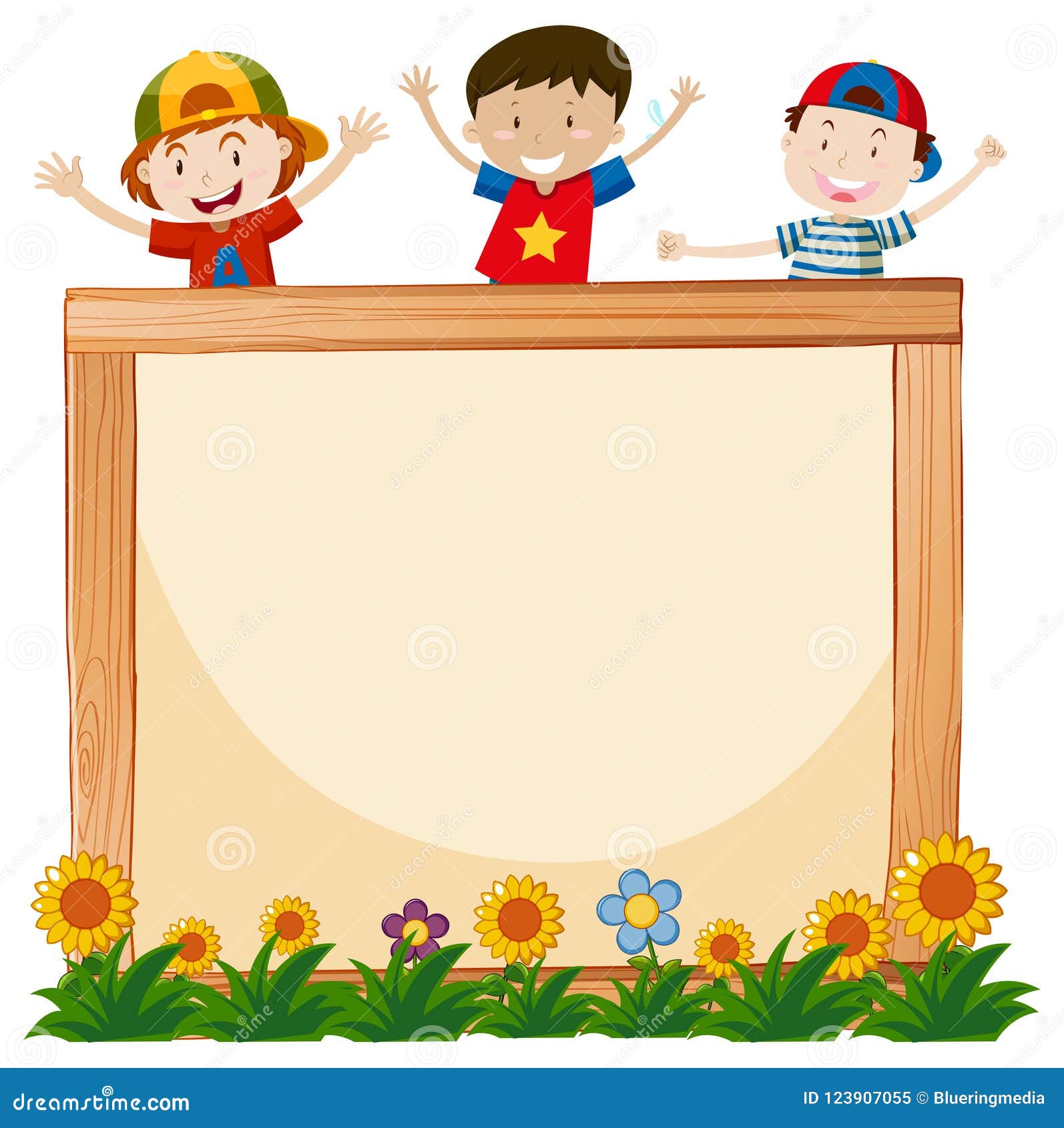 A Frame Board with Happy Children Stock Vector - Illustration of ...