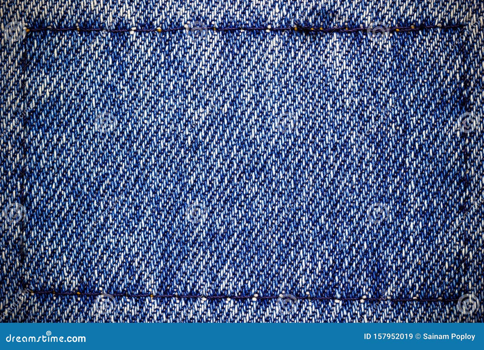 Frame or Border of Jeans Fabric Stitch. Stock Image - Image of apparel ...