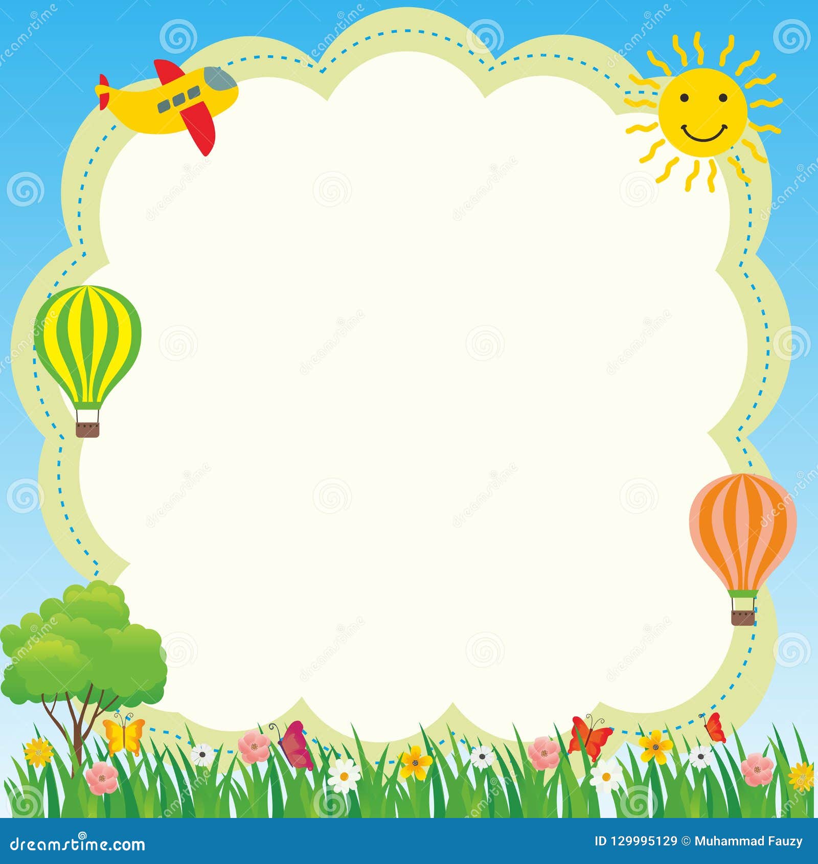 Cute and Funny Frame with Landscape Cartoon Stock Vector - Illustration of  design, carton: 129995129