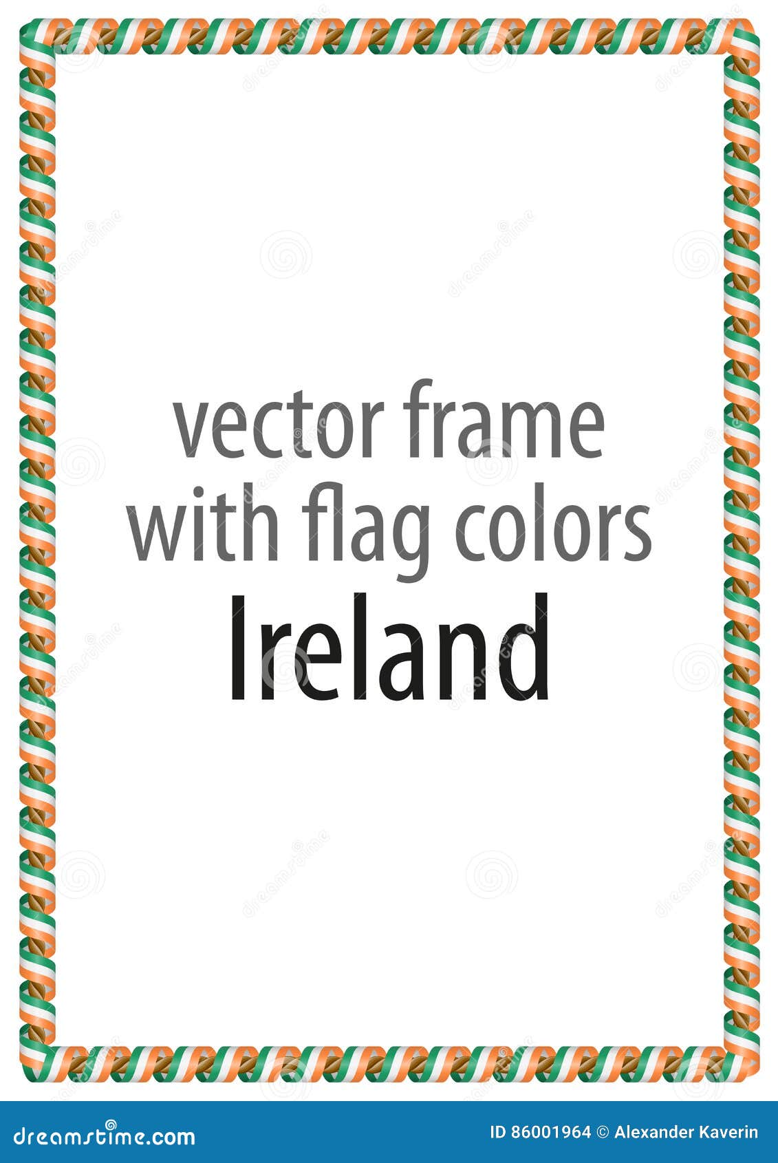 Frame and Border of Ribbon with the Colors of the Ireland Flag Stock