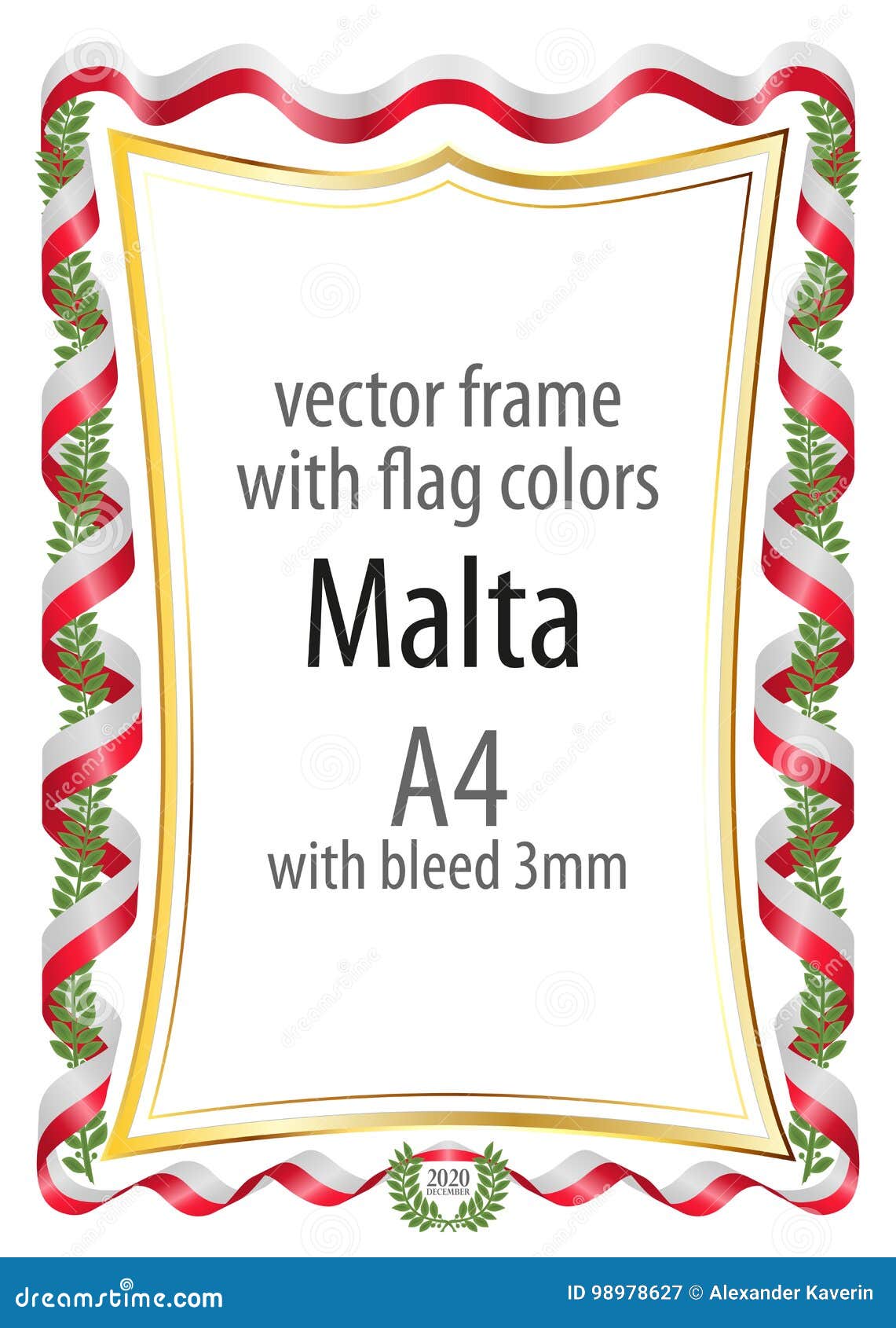 Frame and Border of Ribbon with the Colors of the Malta Flag Stock Vector Illustration of