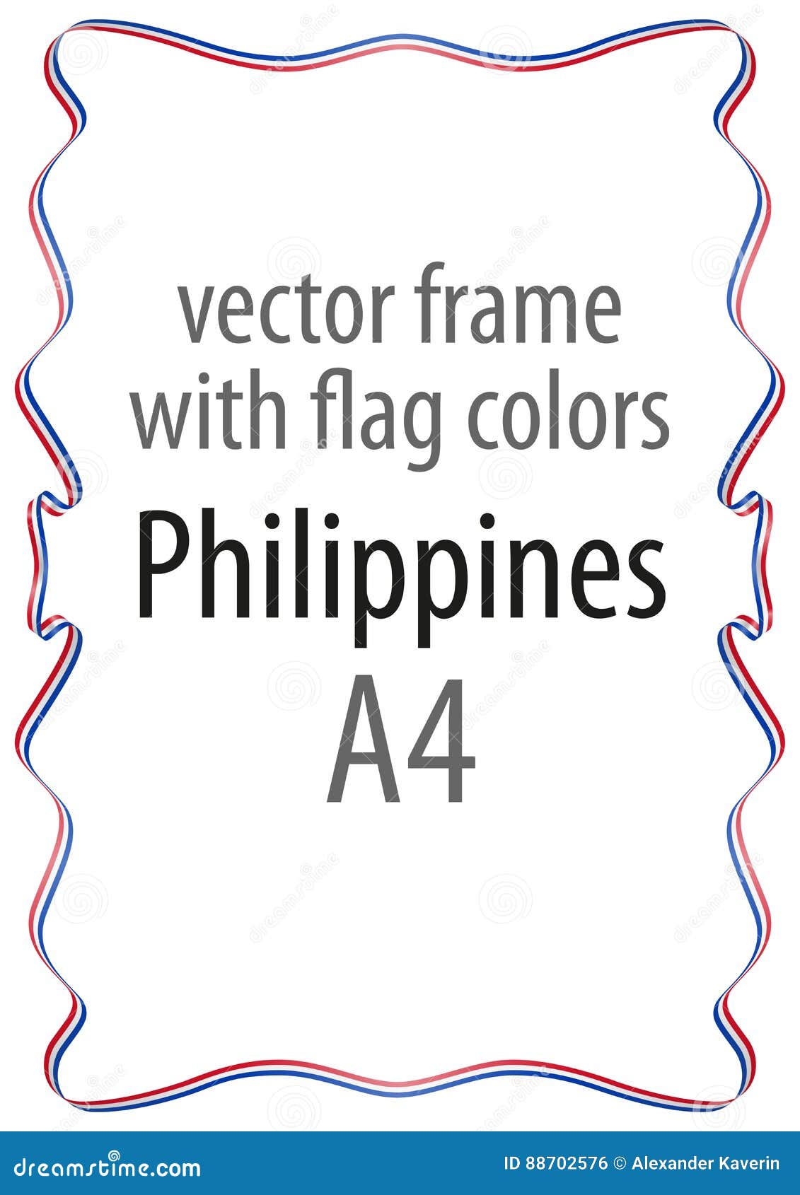 Frame and Border of Ribbon with the Colors of the Philippines Flag