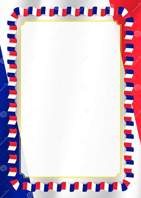 Frame and Border of Ribbon with France Flag, Template Elements for Your ...
