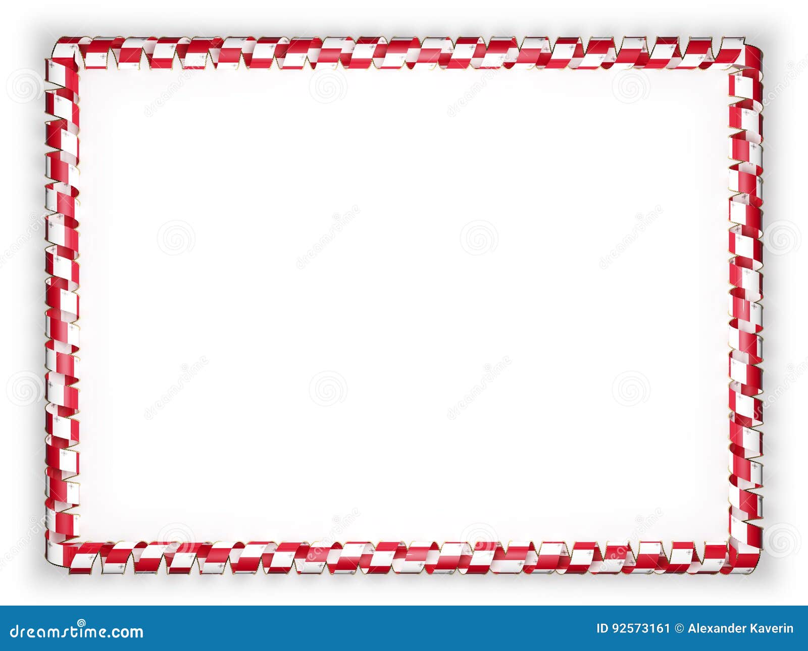 Frame and Border of Ribbon with the Malta Flag. 3d Illustration Stock Illustration