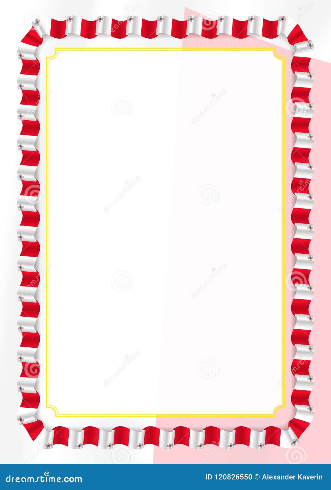 Frame and Border of Ribbon with Malta Flag, Template Elements for Your