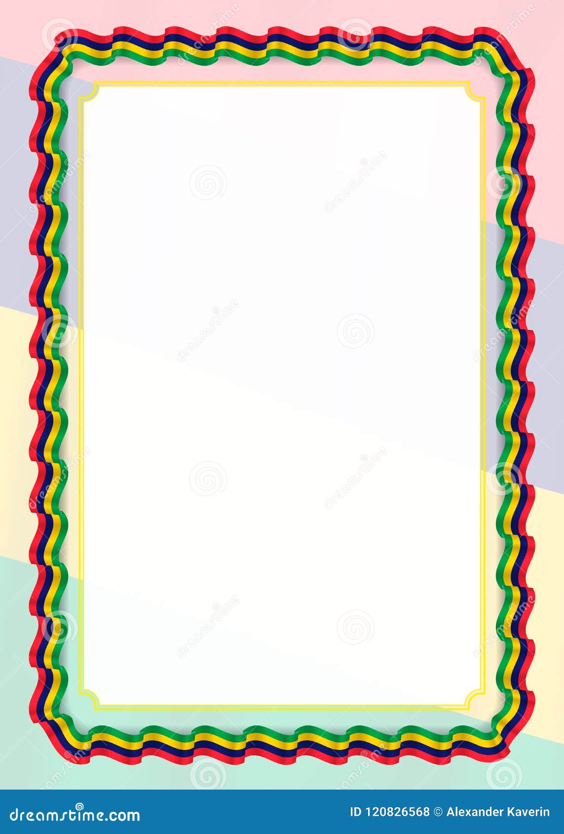Frame and Border of Ribbon with Mauritius Flag, Template Elements for ...
