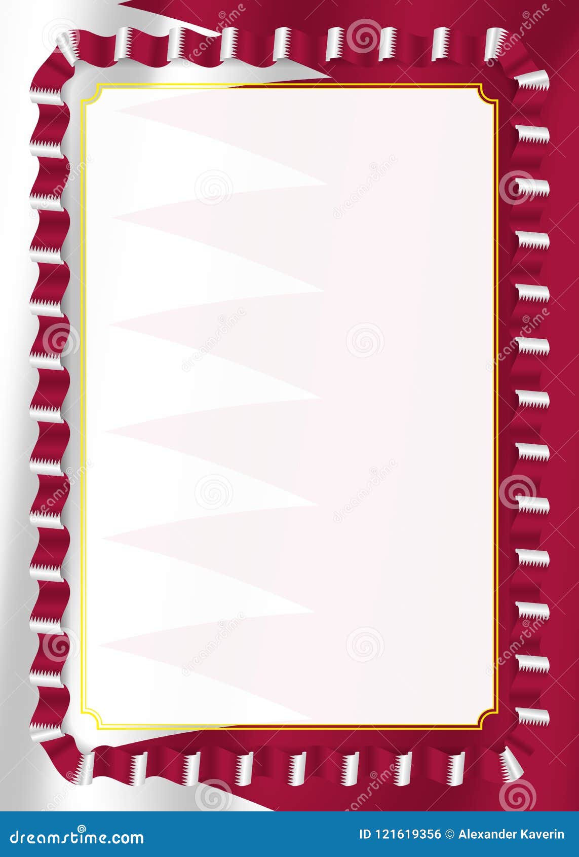 Frame and Border of Ribbon with Qatar Flag, Template Elements for Your