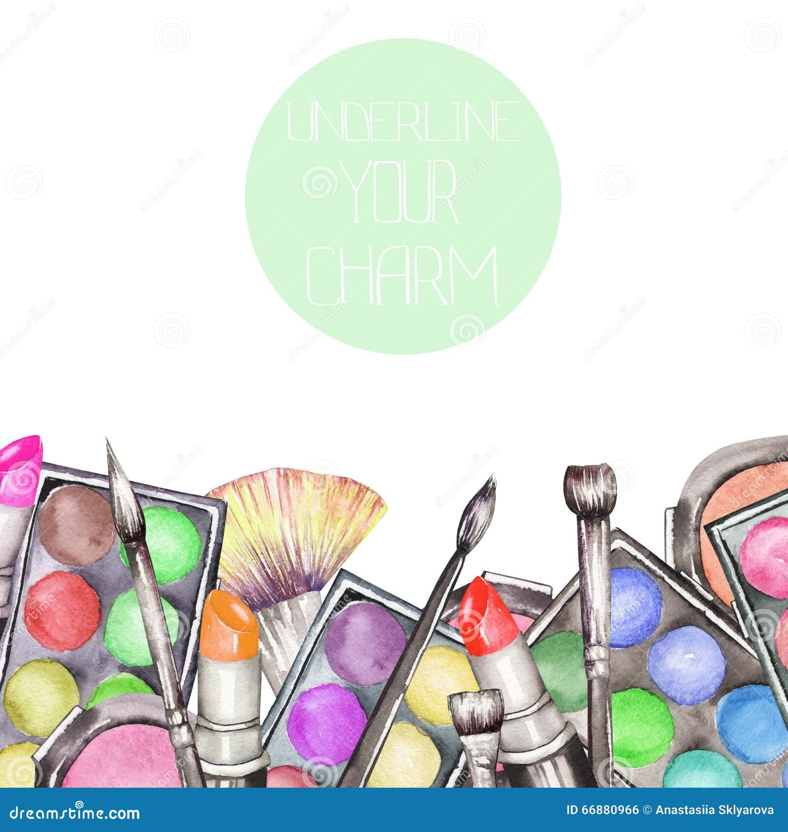 A Frame Border with the Watercolor Makeup Tools Blusher, Eyeshadow