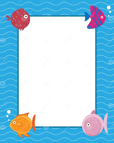 Frame with cartoon fishes stock vector. Illustration of bubbles - 14380278