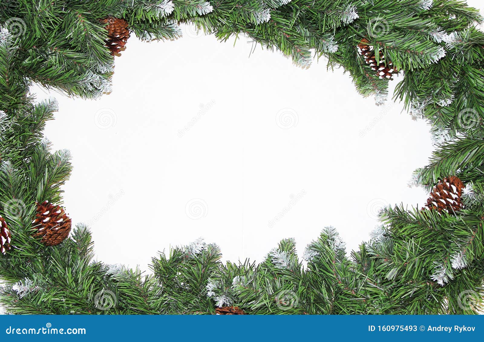Frame from Christmas Tree Branches with Cones Stock Image Image of