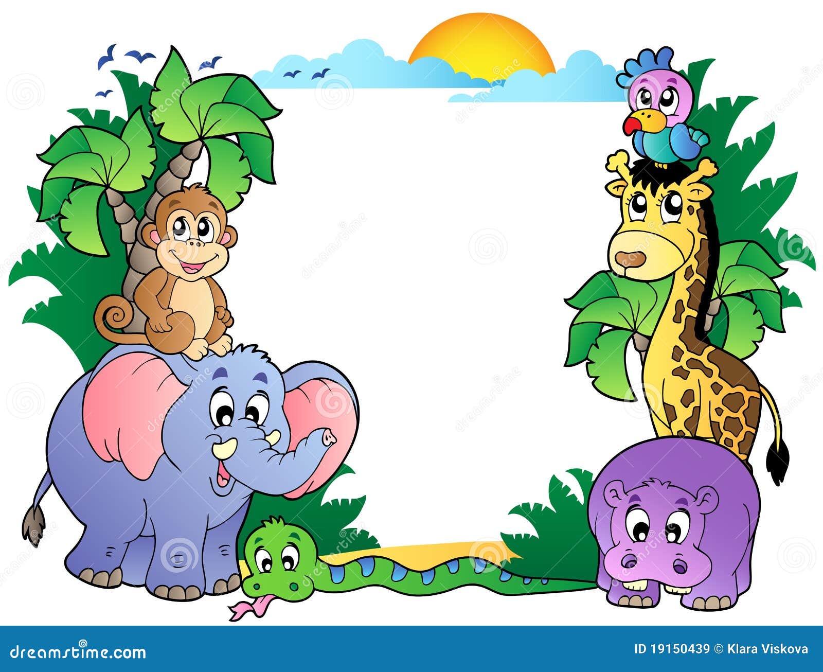 Frame with Cute African Animals Stock Vector Illustration of design