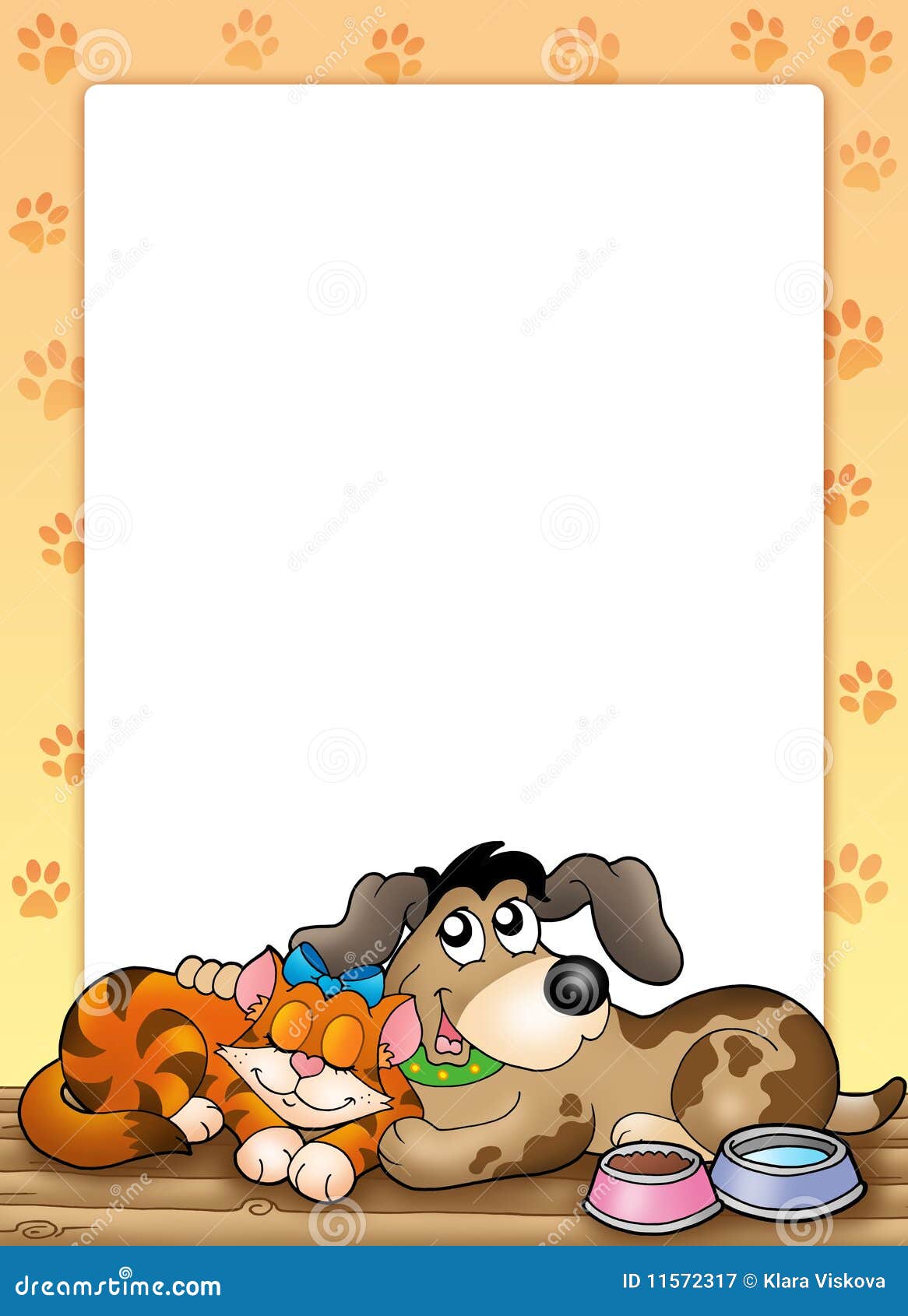 Frame With Cute Cat And Dog Stock Illustration Image 11572317