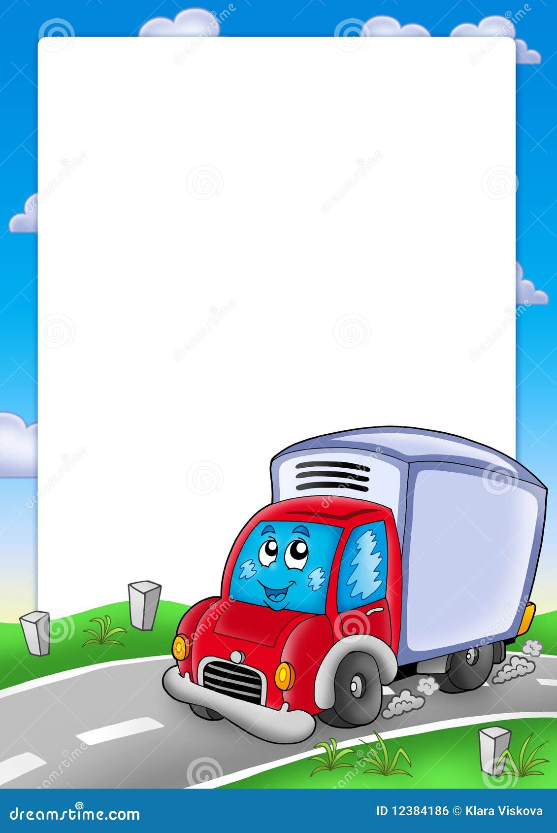 Frame with Cute Delivery Car Stock Illustration Illustration of color