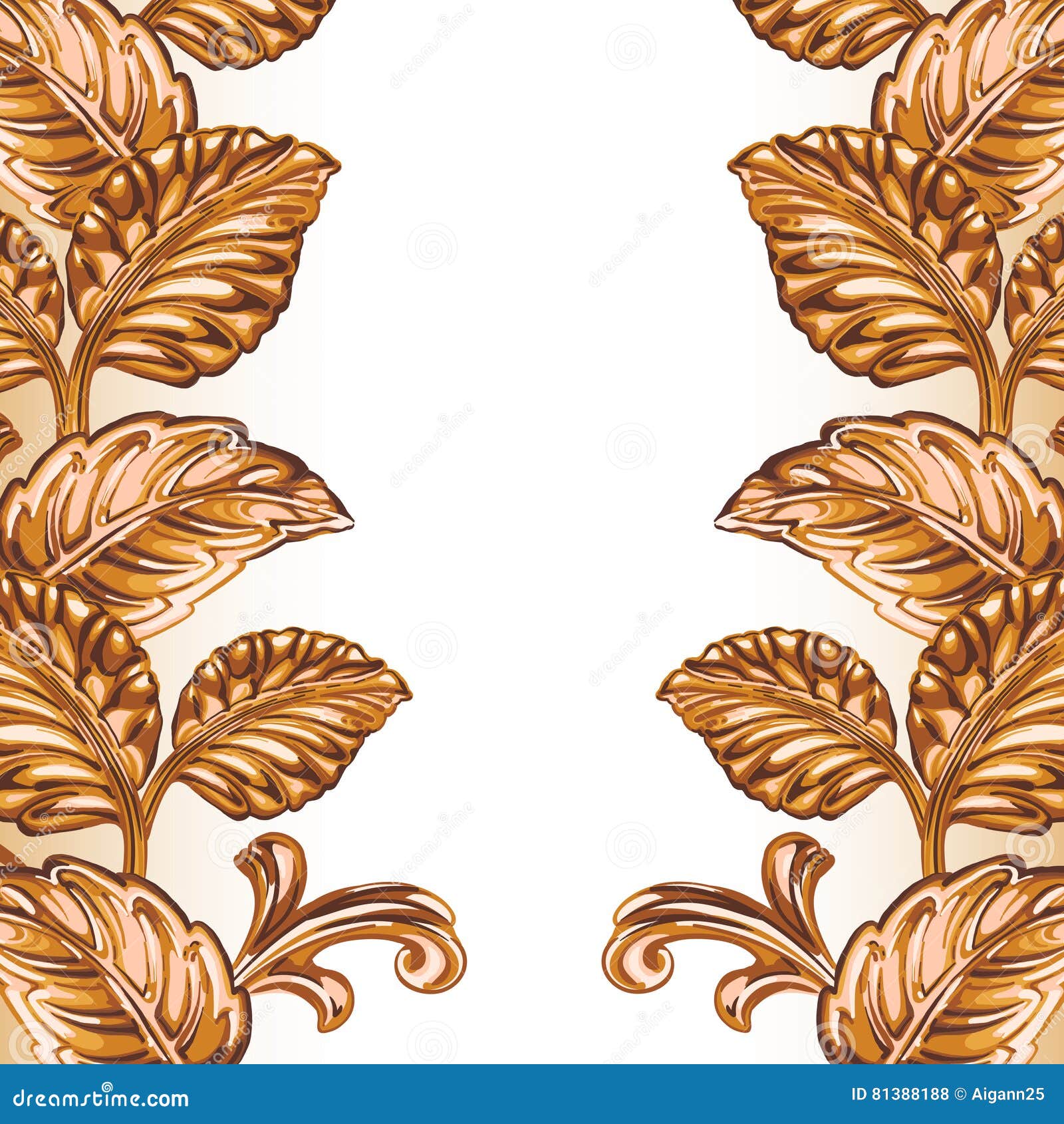 Frame of Decorative Bronze Floral Element Stock Illustration