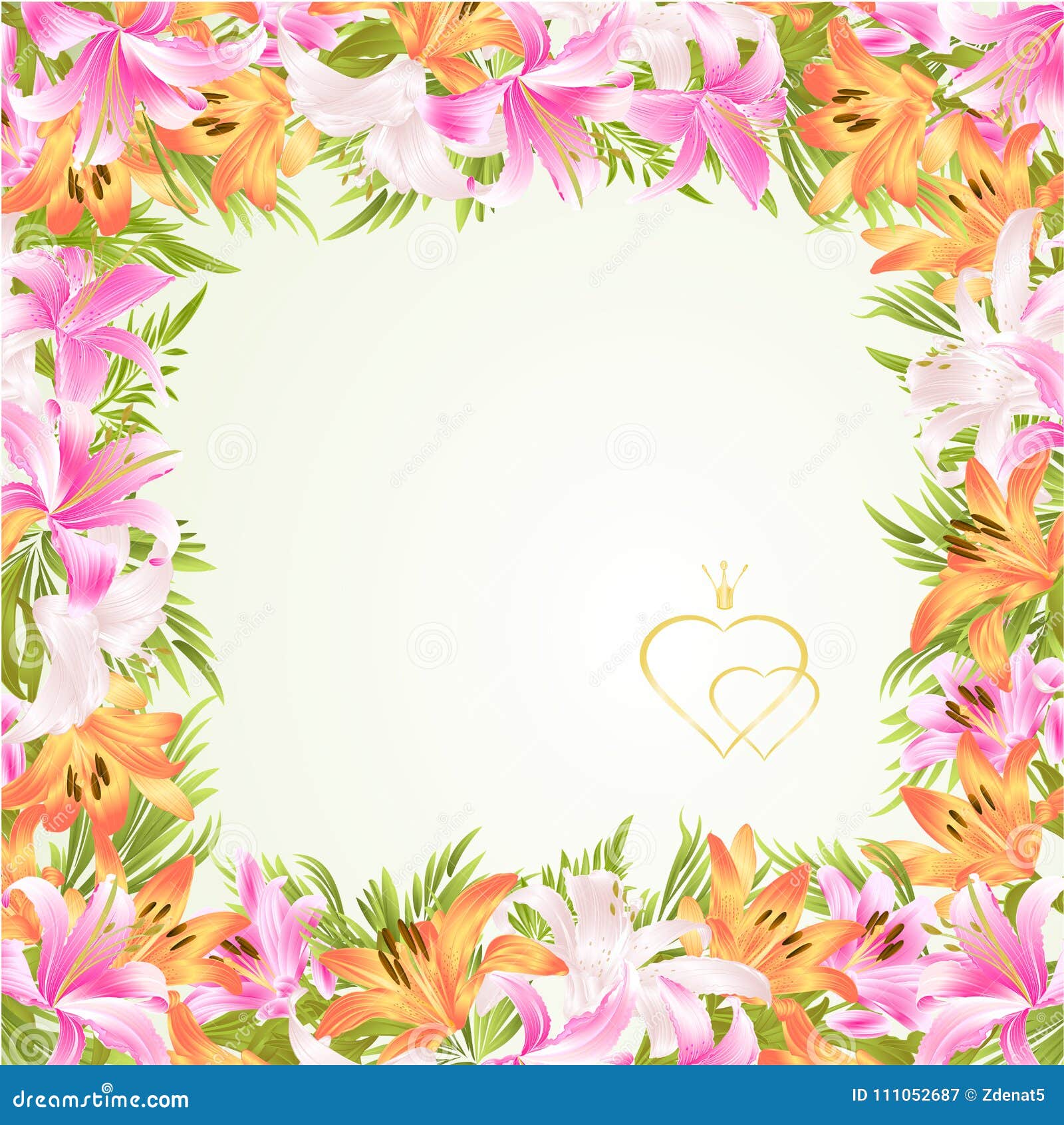 Frame Floral Border Festive Background with Blooming Lilies and Buds ...