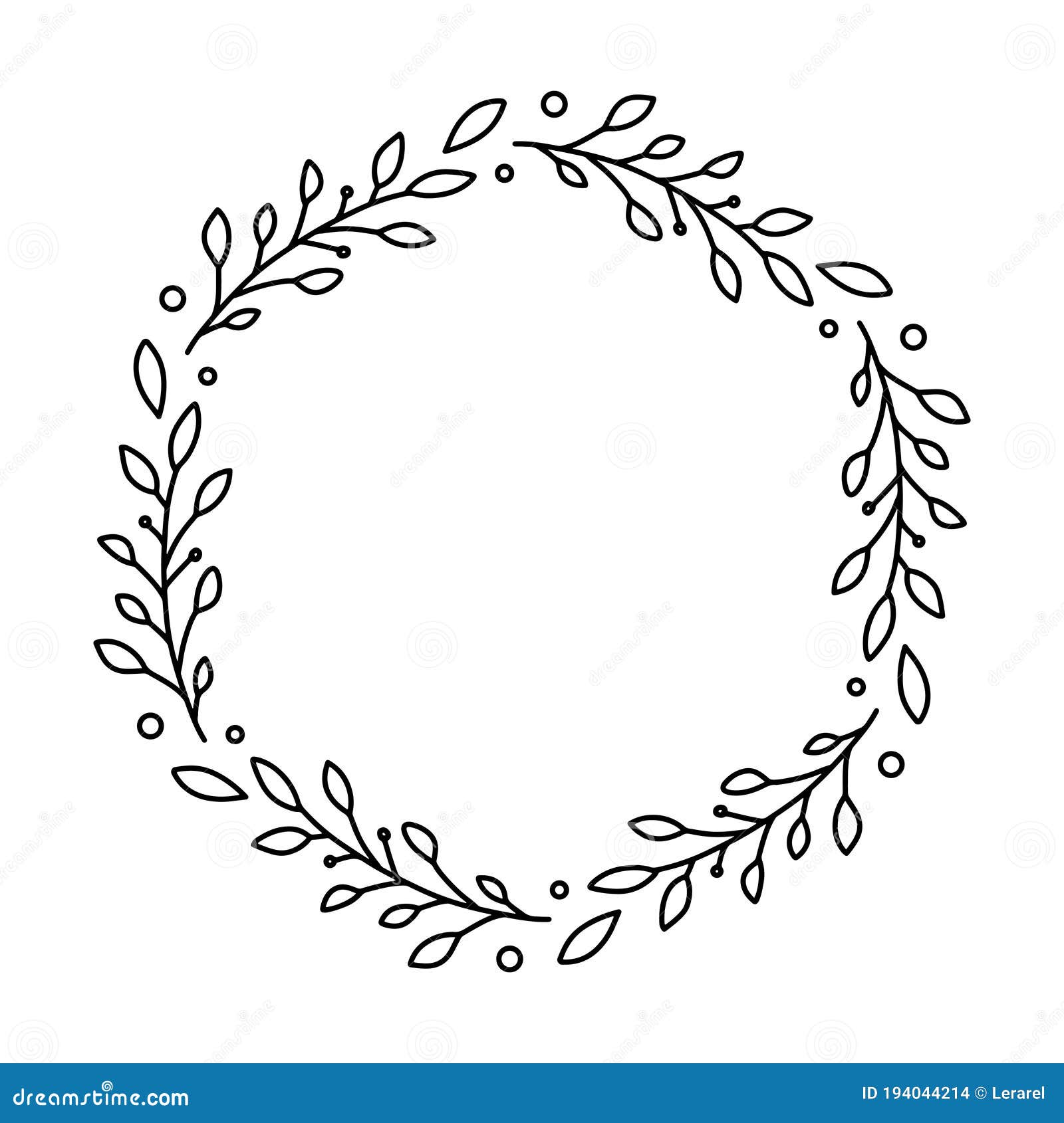 Frame from Floral Elements. Vector Black and White Round Frame, Border ...