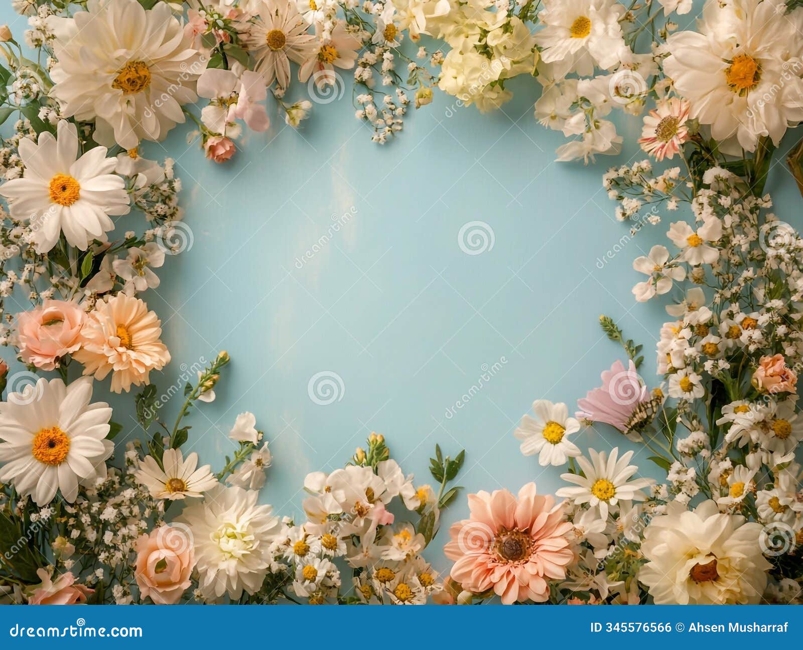 frame of flowers border with a space for text