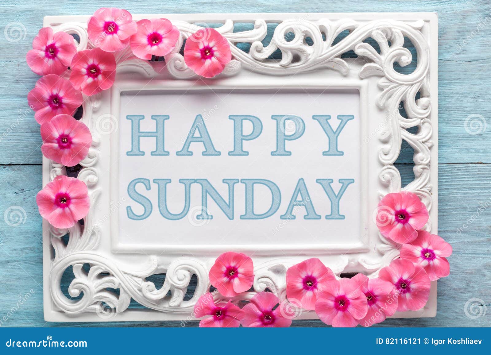 Frame with Flowers and Text: Happy Sunday Stock Image - Image of ...