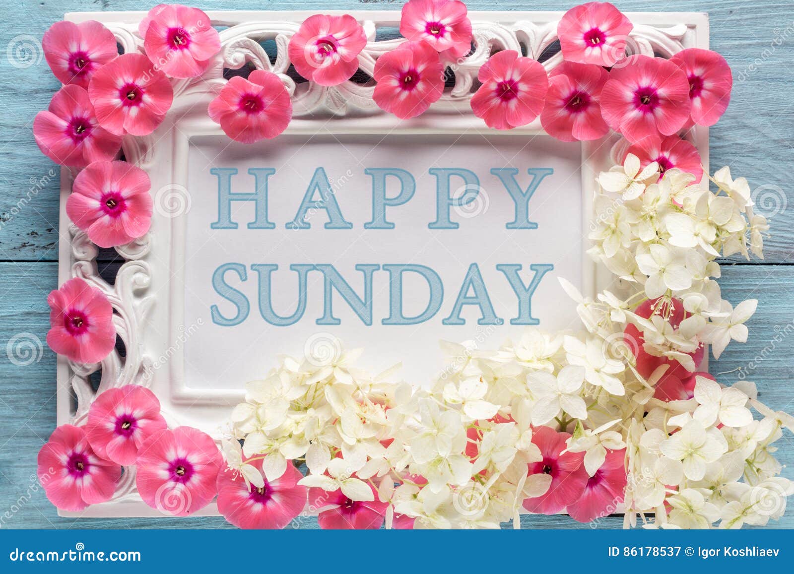 Frame with Flowers and Text: Happy Sunday Stock Image - Image of ...