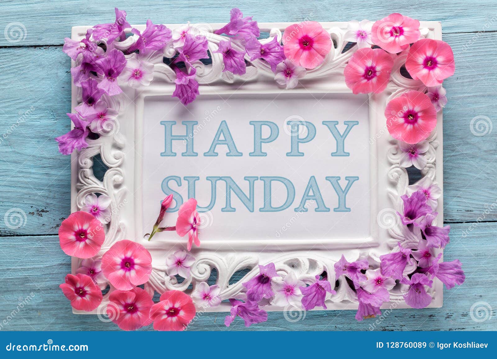 Frame with Flowers and Text: Happy Sunday Stock Image - Image of ...