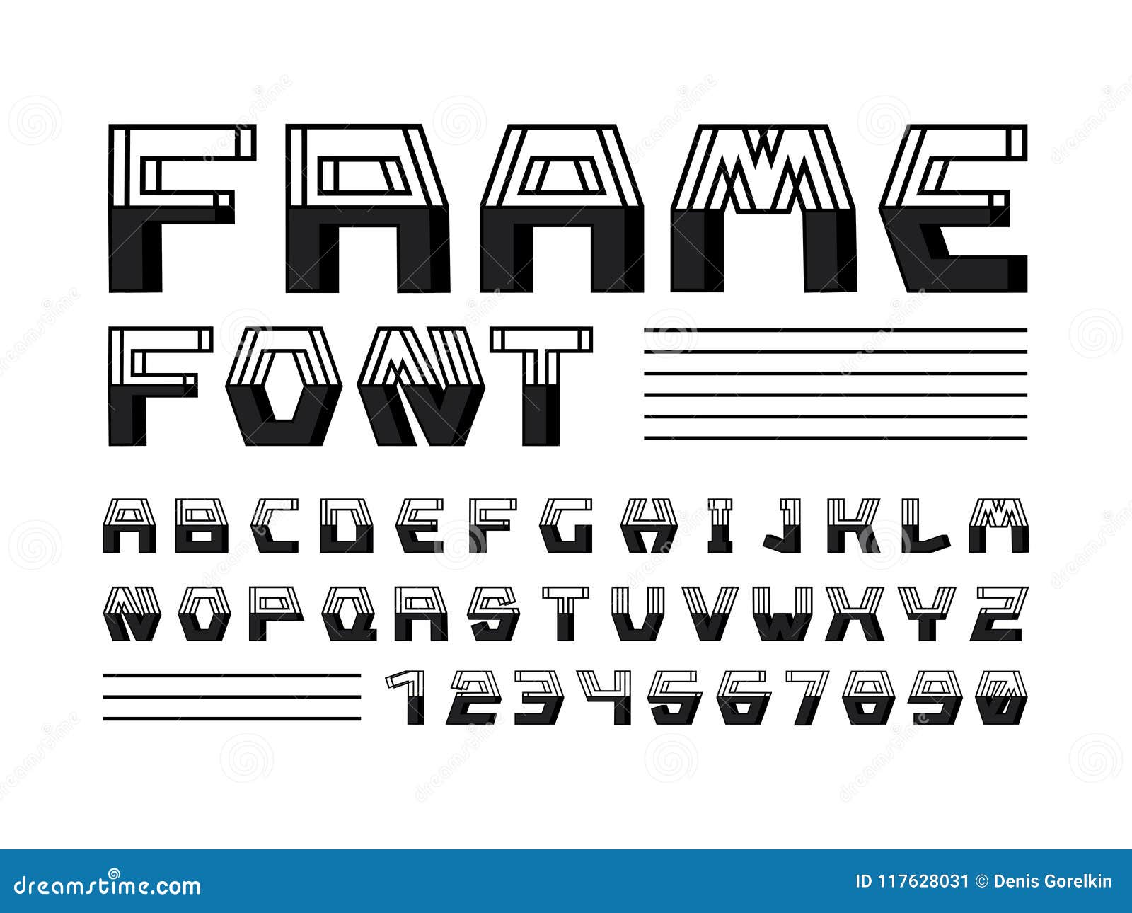 Frame Font. Vector Alphabet Stock Vector - Illustration of number ...