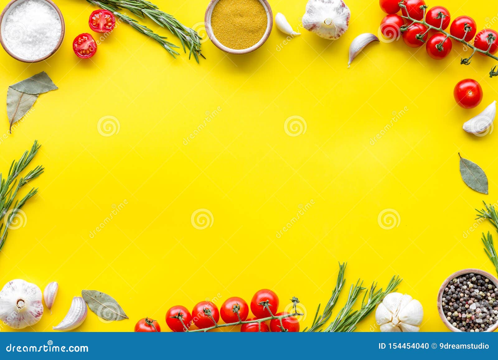 Frame of Food for Chef Work on Yellow Background Top View Space for Text  Stock Photo - Image of design, cook: 154454040