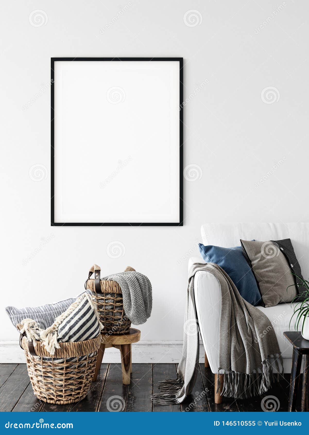 Download Frame Interior Mock Up Wall Art Scandinavian Interior 3d Rendering 3d Illustration Stock Illustration Illustration Of Contemporary Frame 146510555