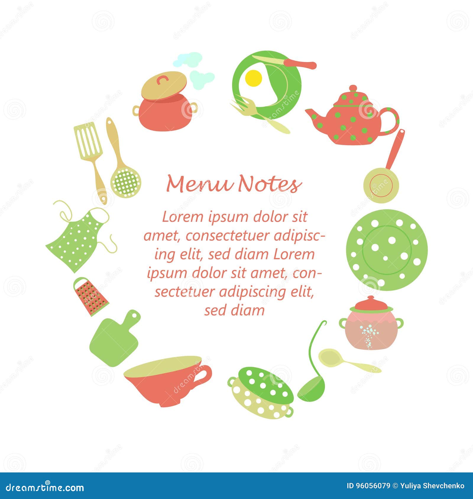 Frame For Kitchen Household Notes Stock Vector Illustration Of