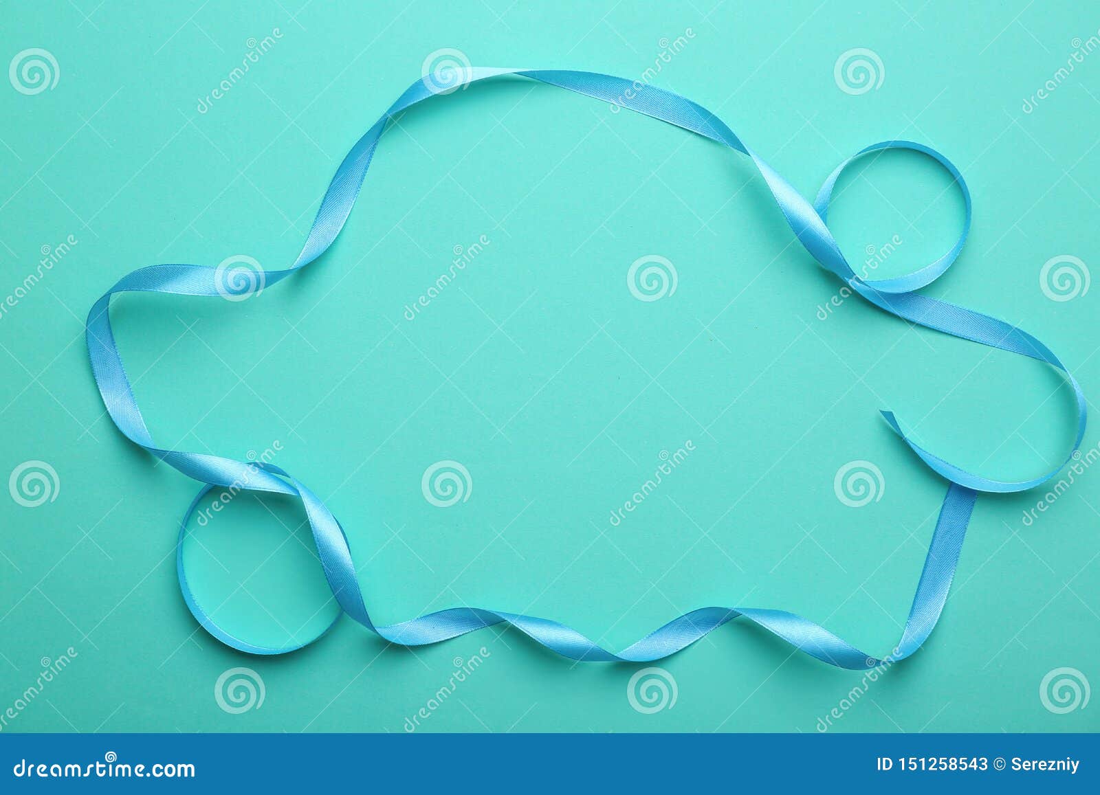 Frame Made of Blue Ribbon on Color Background Stock Image Image of