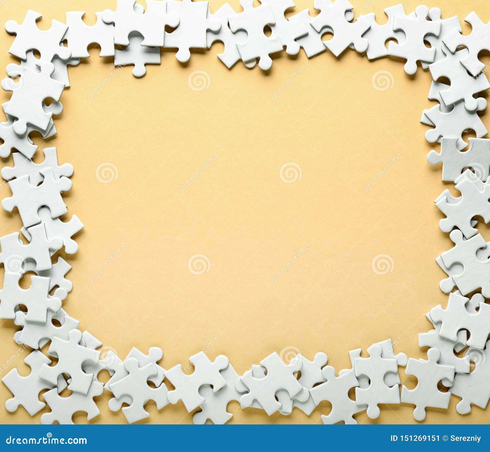 Frame Made of Jigsaw Puzzle Pieces on Color Background Stock Image