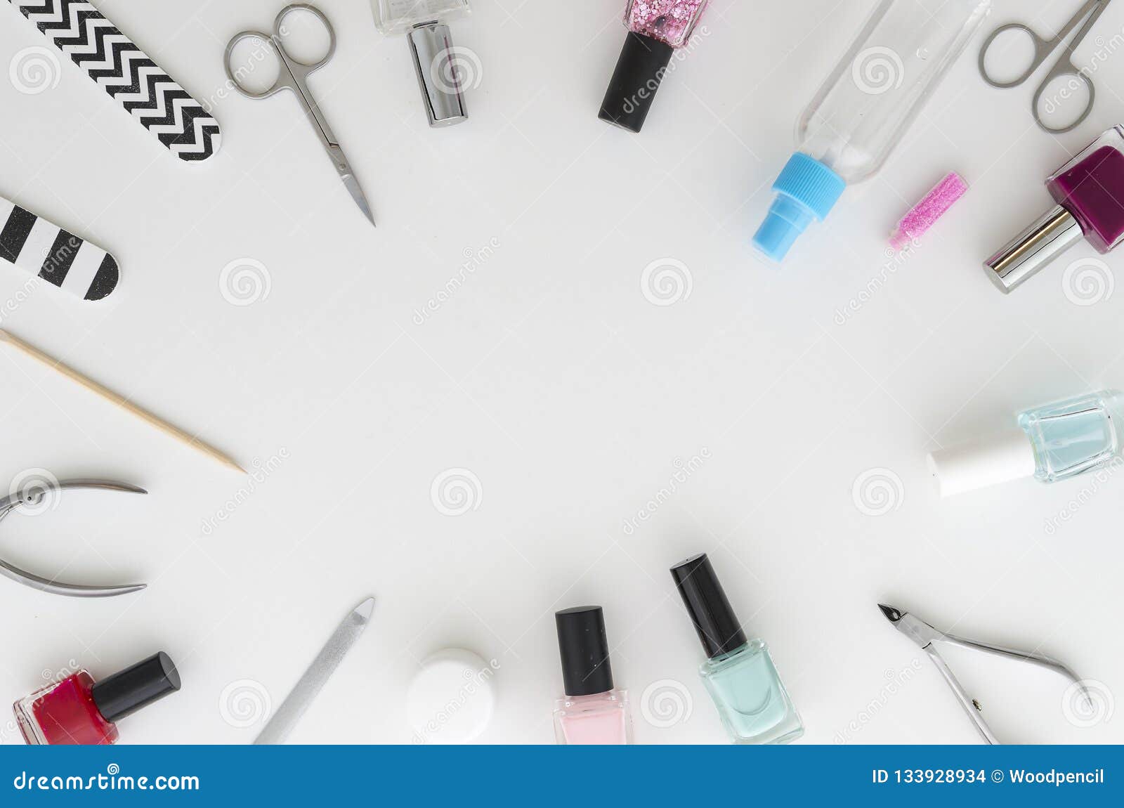 Frame Made of Manicure and Pedicure Equipment on White Background. Flat ...