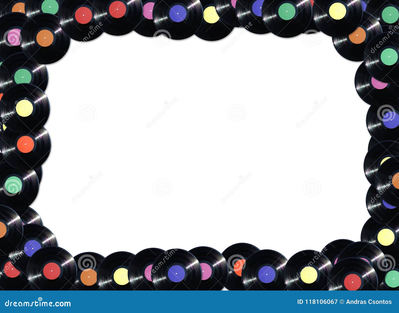 frame made from vinyl records in different label colors