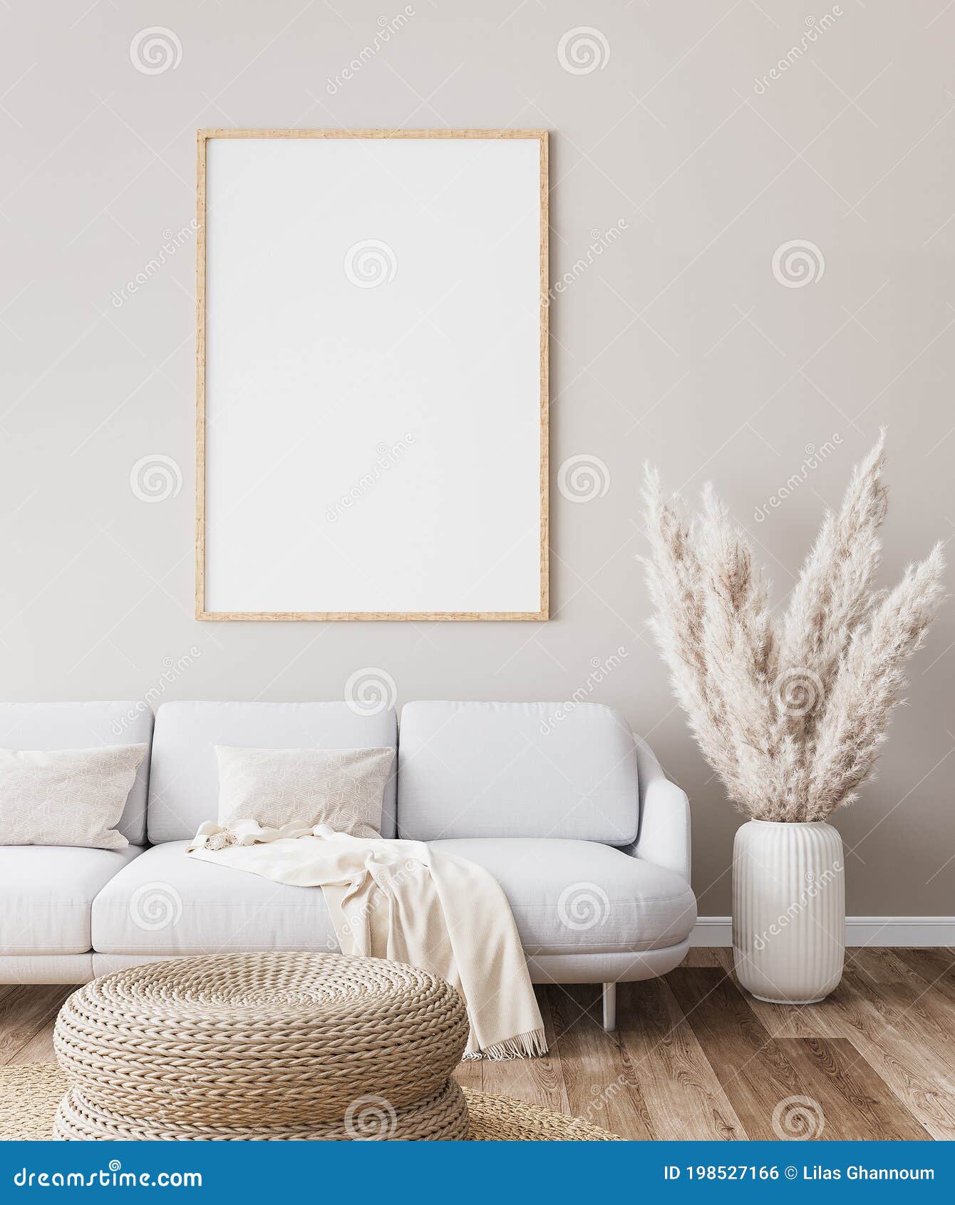 Frame Mockup in Farmhouse Living Room Design, White Furniture on Bright  Wall Background Stock Photo - Image of farmhouse, interior: 198527166