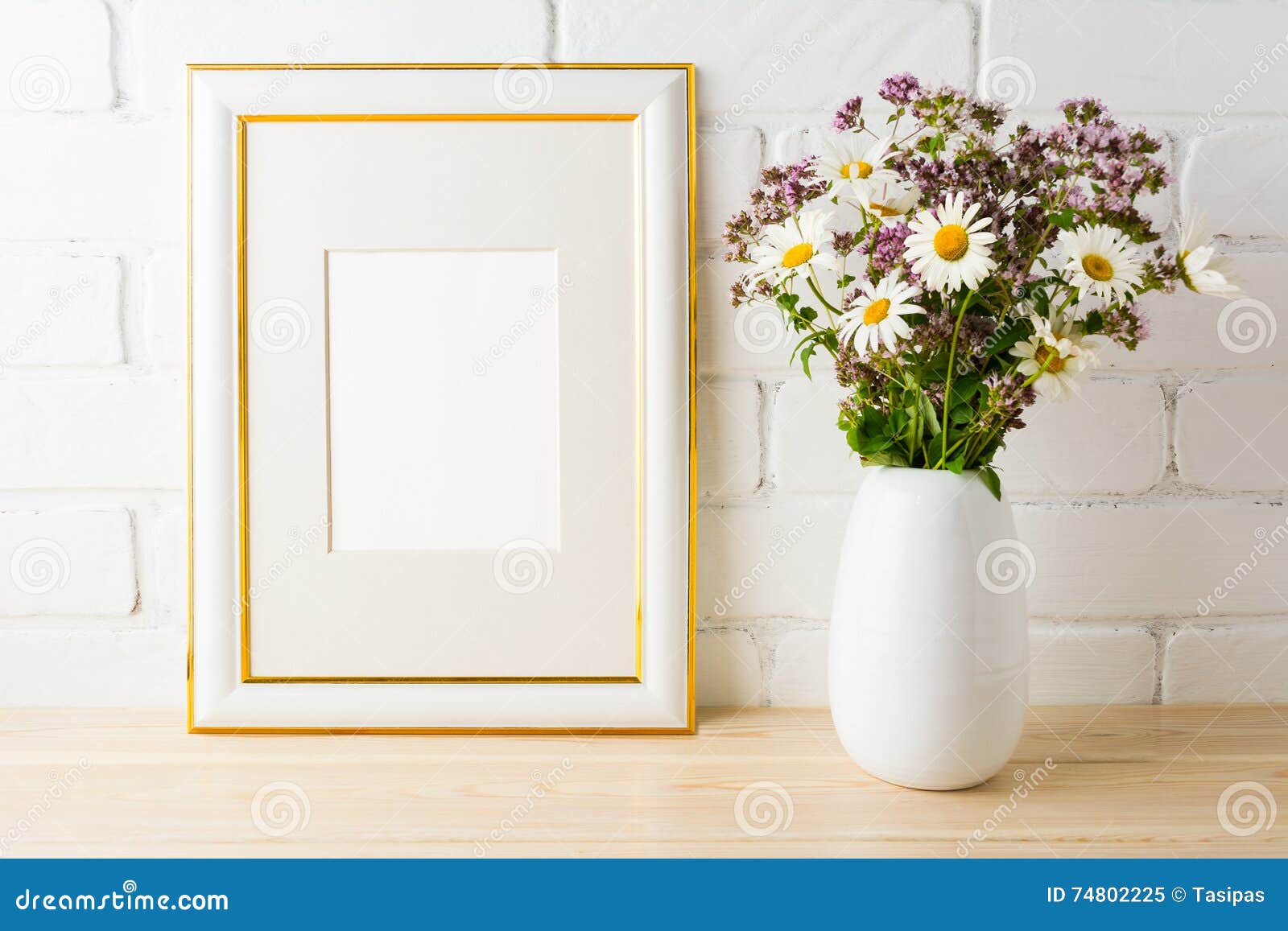 Download Frame Mockup With Wild Flowers Bouquet Stock Image - Image ...