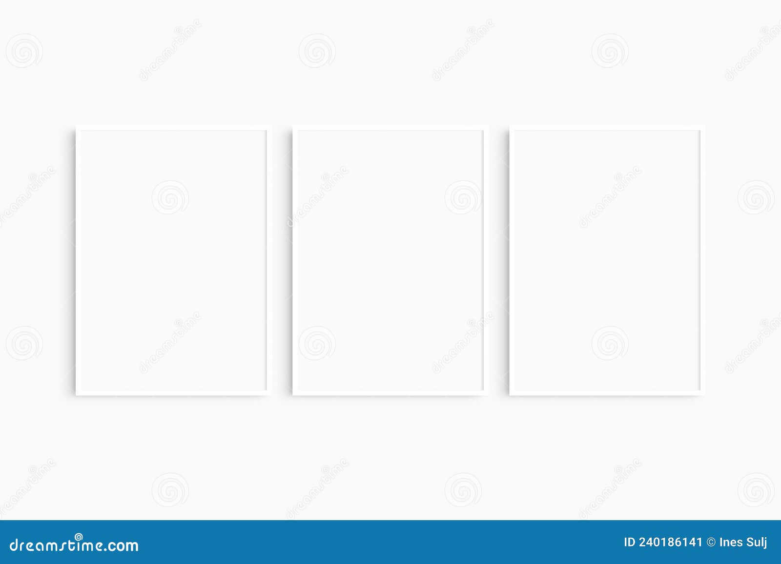 Frame Mockup 5x7, 50x70, A4, A3, A2, A1. Set Of Three Thin White Frames