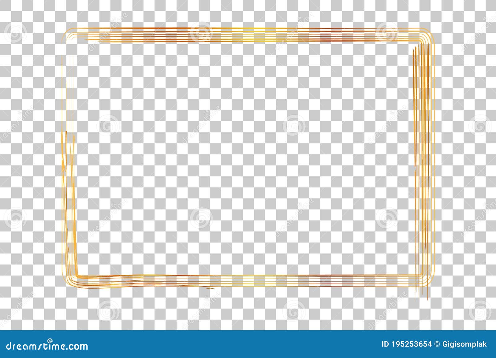  hand draw sketch golden rectangle frame from multiple for your  , at transparent effect background
