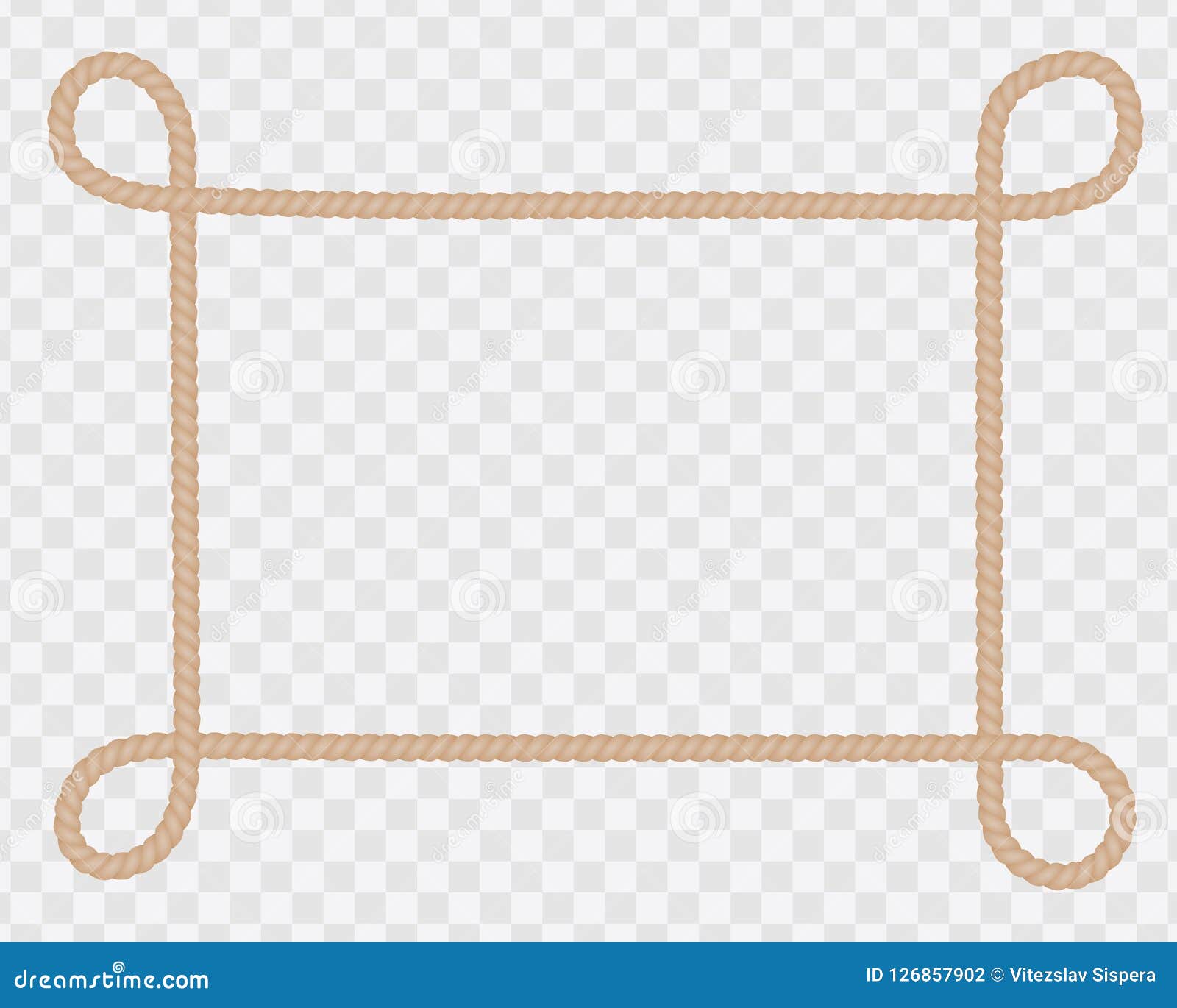 Frame of Natural String or Rope with Loops in Corners and Space