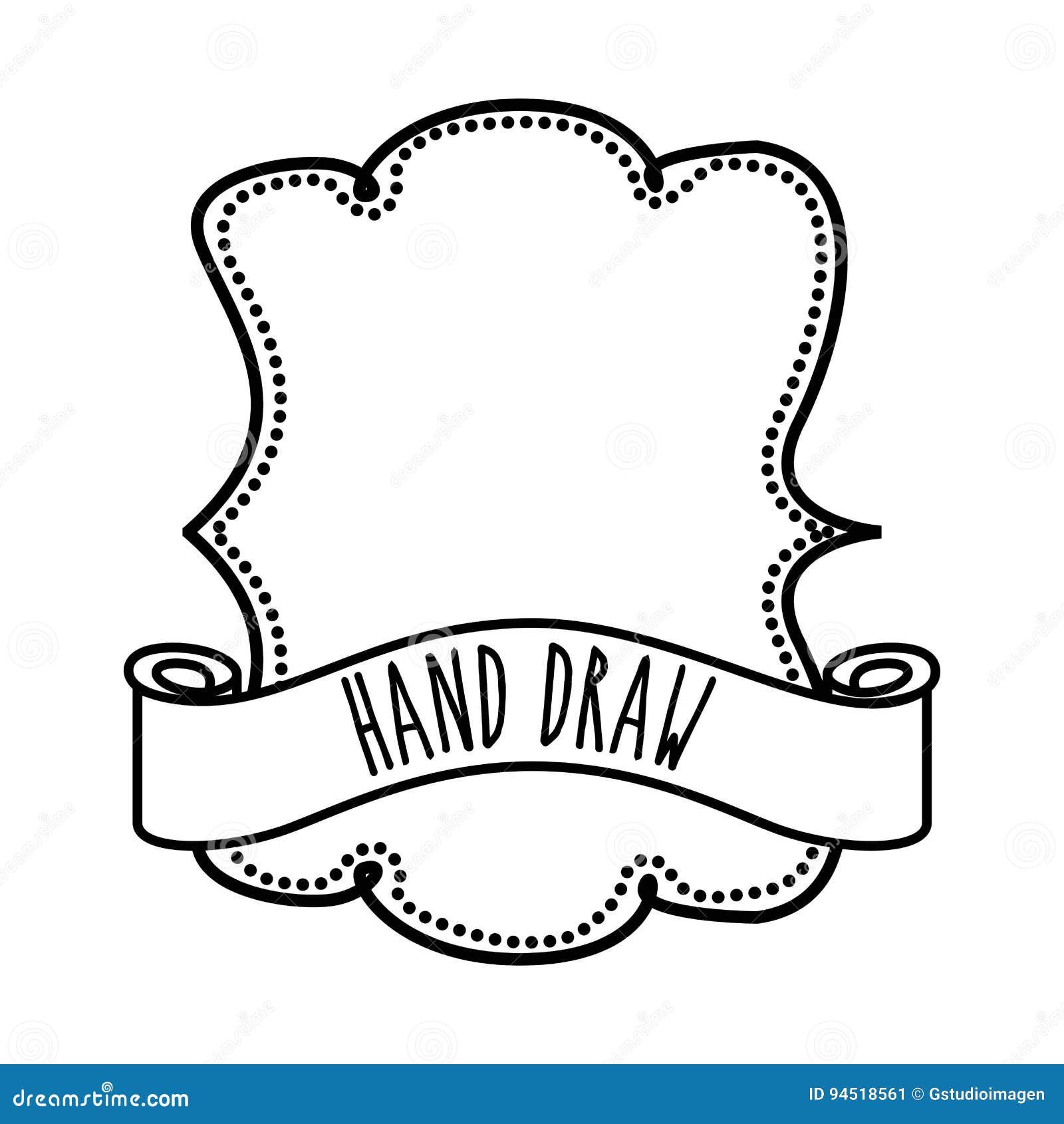 Frame With Ribbon Icon Hand Draw Label Design Vector Graphic