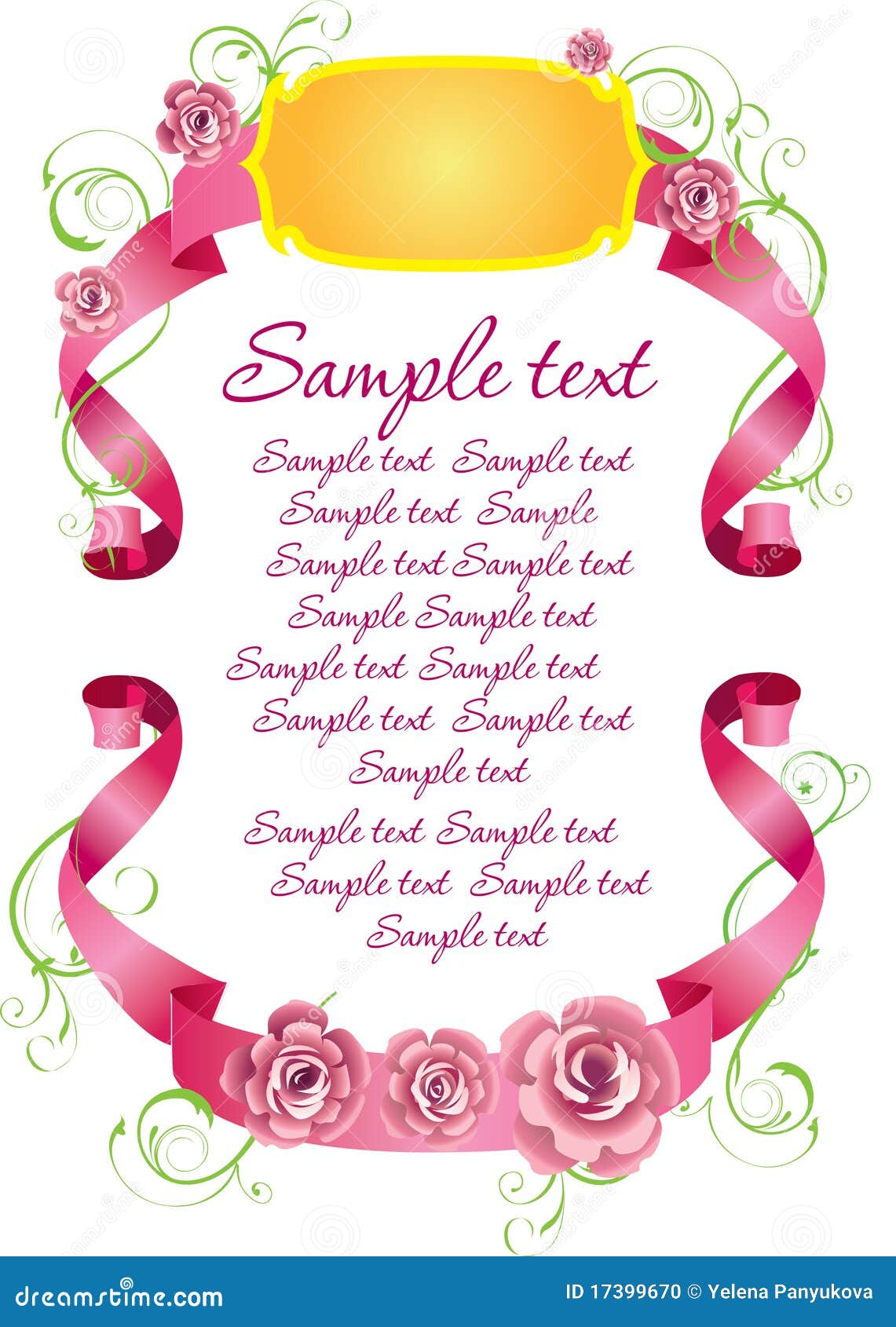 Frame with Ribbons and Flowers Stock Vector Illustration of pink, page 17399670