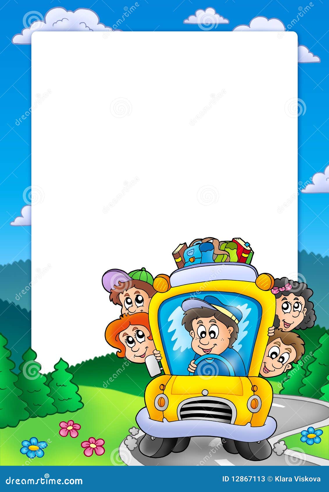 Frame with school bus stock illustration. Illustration of drive - 12867113