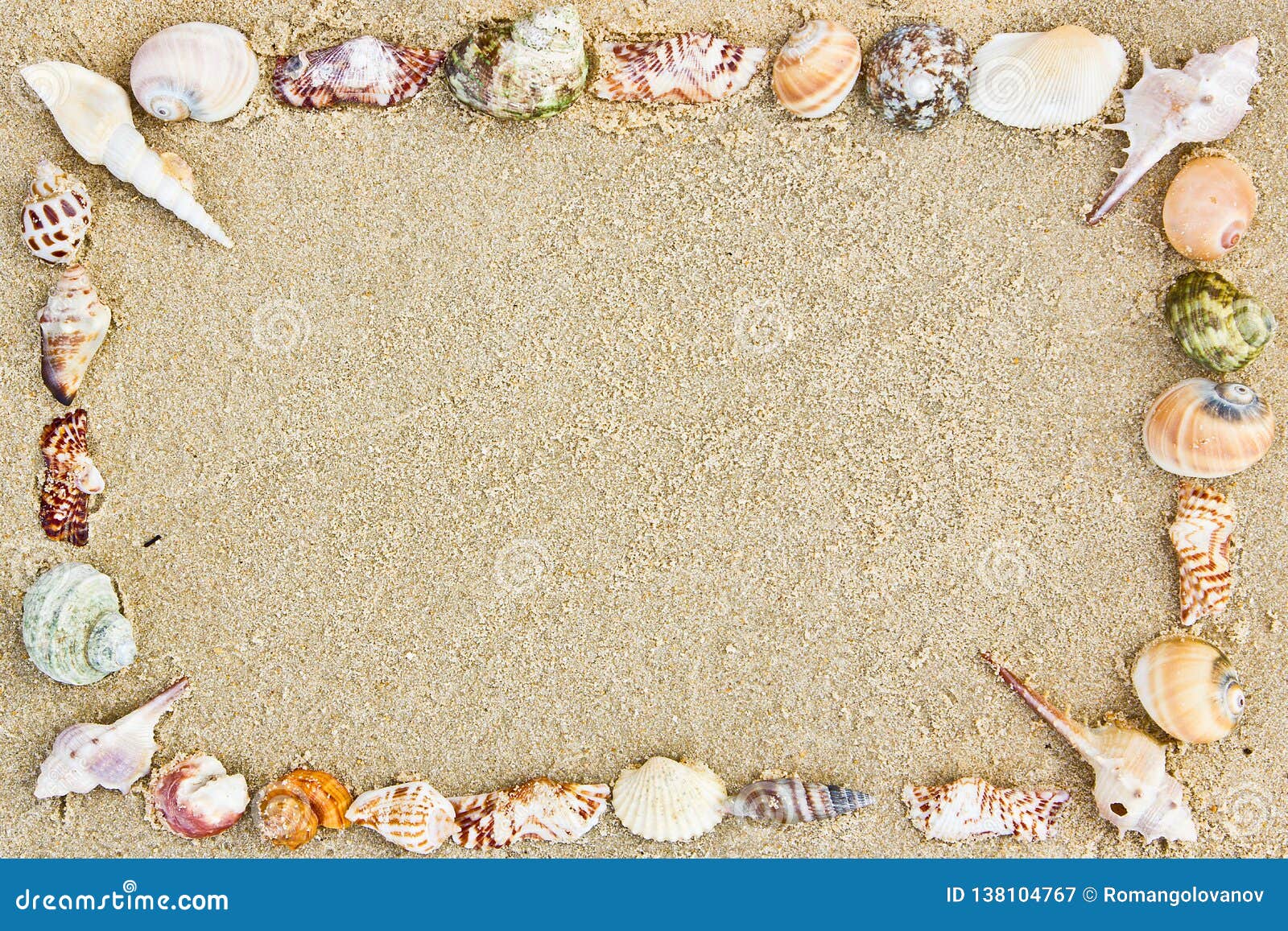 Frame of seashells stock image. Image of postcard, seashells - 138104767
