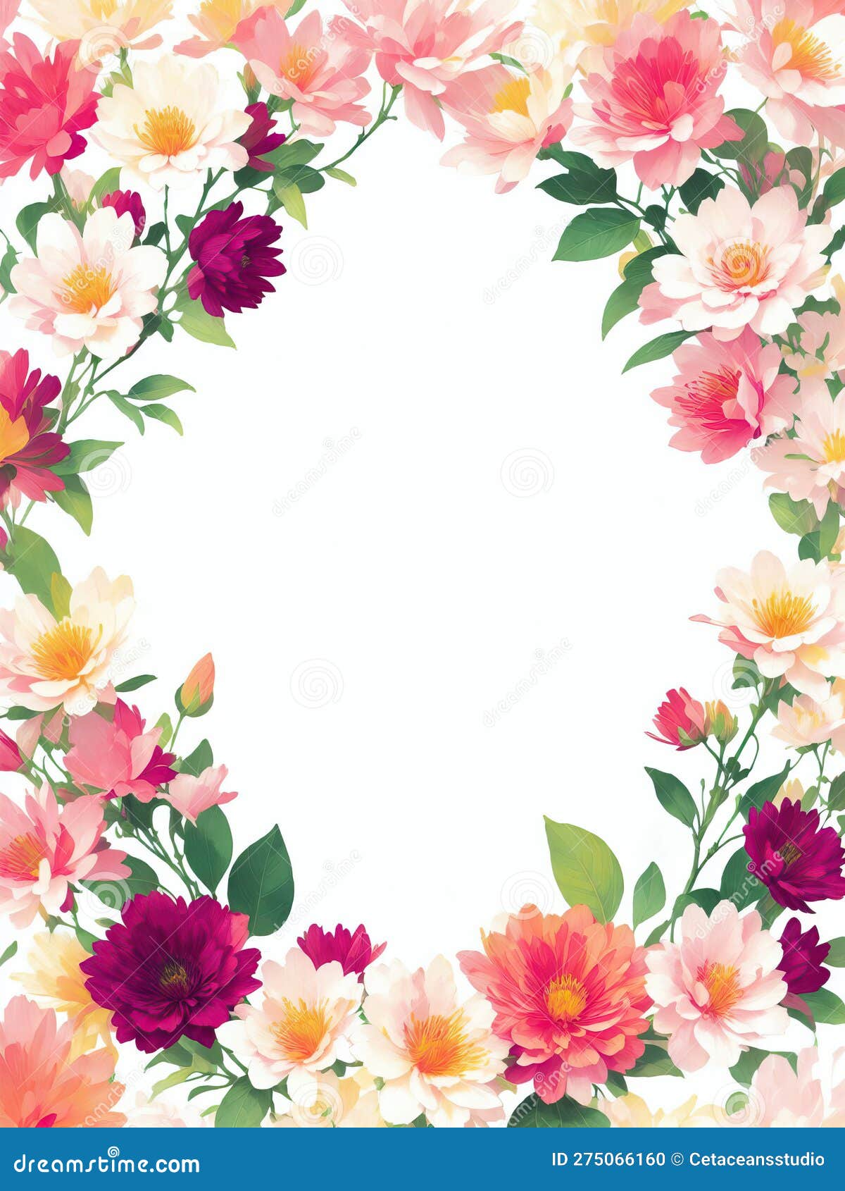 Frame of Spring Flowers Background Illustration Stock Illustration