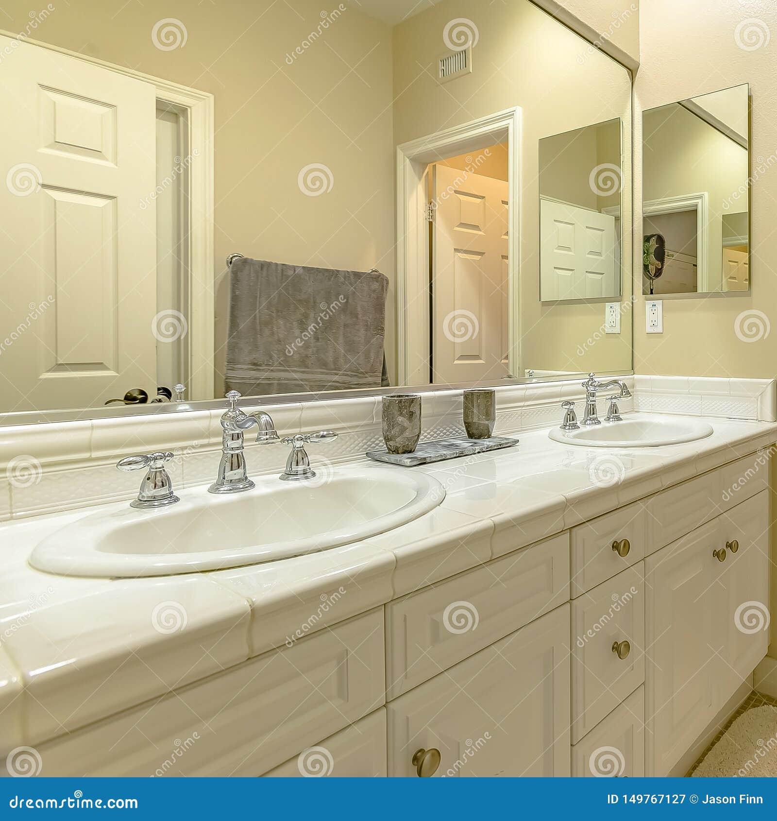 Frame Square Interior Of A Small Bathroom With A Double Sink